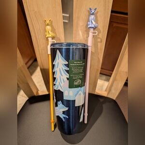 Starbucks 2025 Arctic Fox Stainless 24 oz. Tumbler With Bonus Fox Straw & Topper